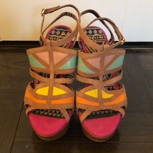 Jessica Simpson color block wedges